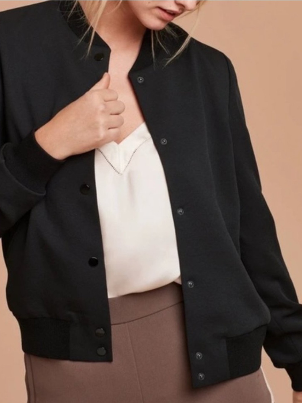 Aritzia Wilfred Poussin Black Bomber Jacket XS
